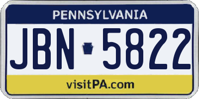 PA license plate JBN5822