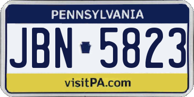 PA license plate JBN5823