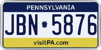 PA license plate JBN5876