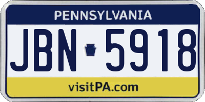 PA license plate JBN5918