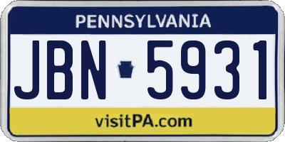 PA license plate JBN5931