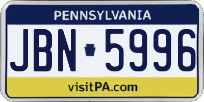 PA license plate JBN5996