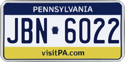 PA license plate JBN6022