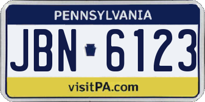 PA license plate JBN6123