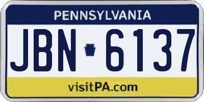 PA license plate JBN6137