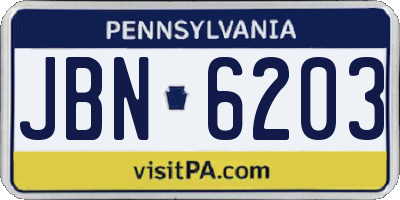 PA license plate JBN6203