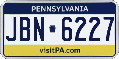 PA license plate JBN6227