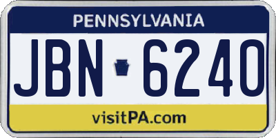 PA license plate JBN6240