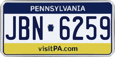 PA license plate JBN6259
