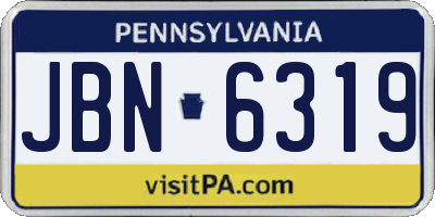 PA license plate JBN6319