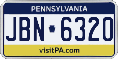 PA license plate JBN6320