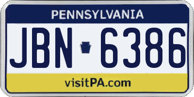 PA license plate JBN6386