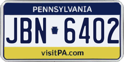 PA license plate JBN6402