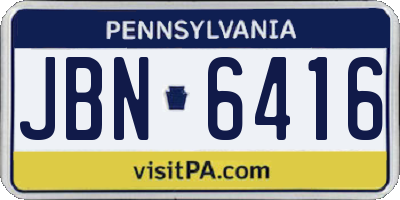PA license plate JBN6416