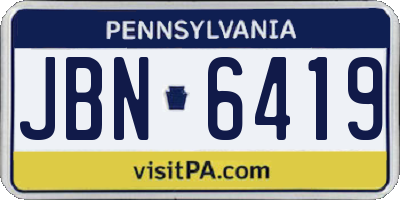 PA license plate JBN6419