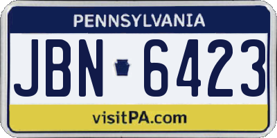 PA license plate JBN6423