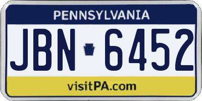 PA license plate JBN6452