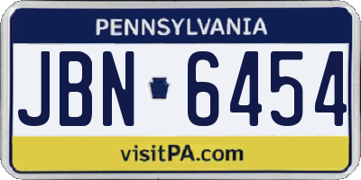 PA license plate JBN6454
