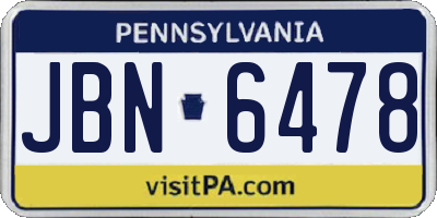 PA license plate JBN6478