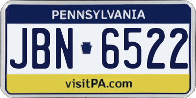 PA license plate JBN6522