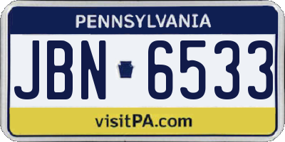PA license plate JBN6533