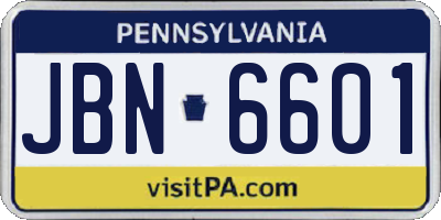 PA license plate JBN6601