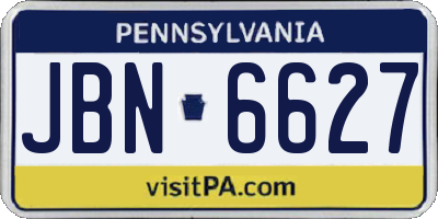 PA license plate JBN6627