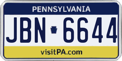 PA license plate JBN6644