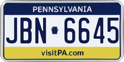 PA license plate JBN6645