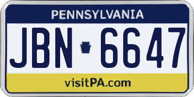 PA license plate JBN6647
