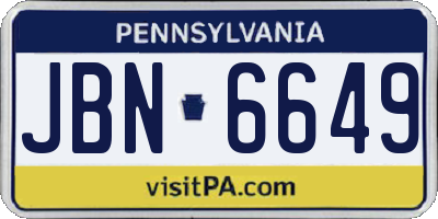 PA license plate JBN6649