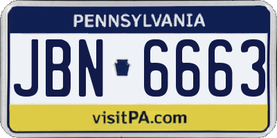 PA license plate JBN6663