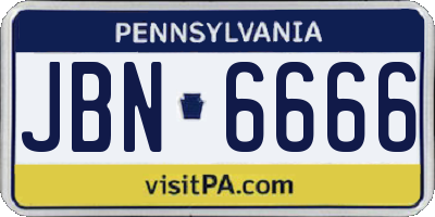 PA license plate JBN6666
