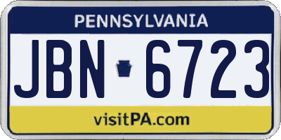 PA license plate JBN6723