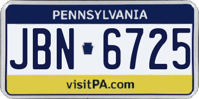 PA license plate JBN6725