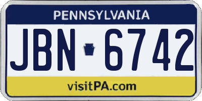 PA license plate JBN6742