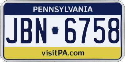 PA license plate JBN6758