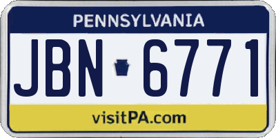 PA license plate JBN6771