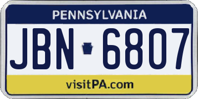 PA license plate JBN6807