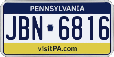 PA license plate JBN6816