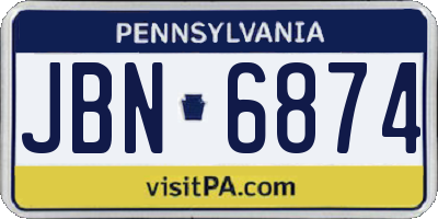 PA license plate JBN6874