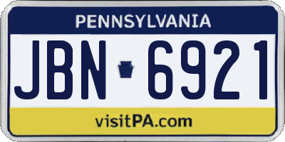 PA license plate JBN6921