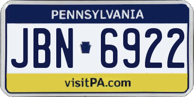 PA license plate JBN6922