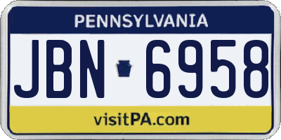 PA license plate JBN6958