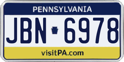 PA license plate JBN6978