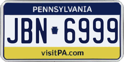PA license plate JBN6999