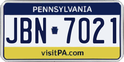 PA license plate JBN7021