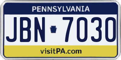 PA license plate JBN7030