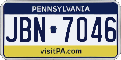 PA license plate JBN7046