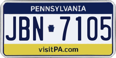 PA license plate JBN7105